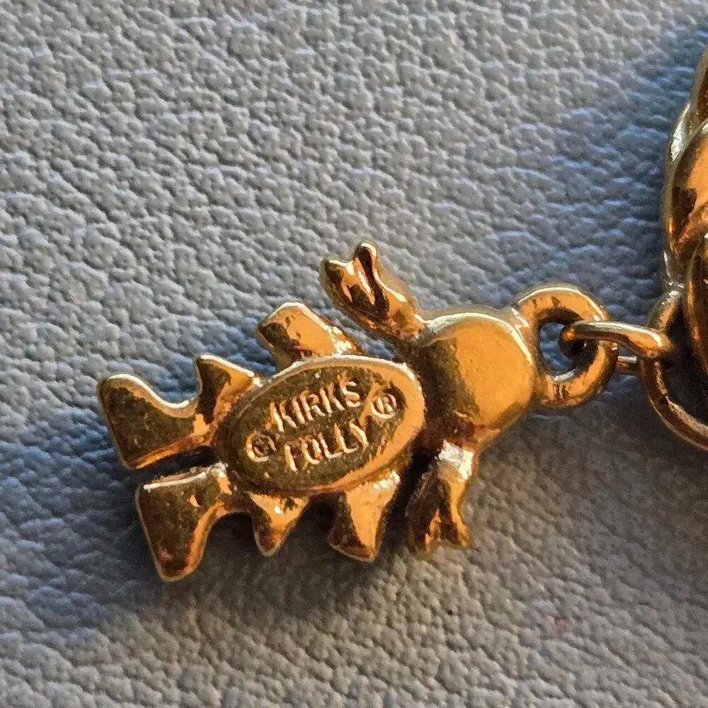 Vintage KIRKS FOLLY Gold Tone Braided Charm Ring 
